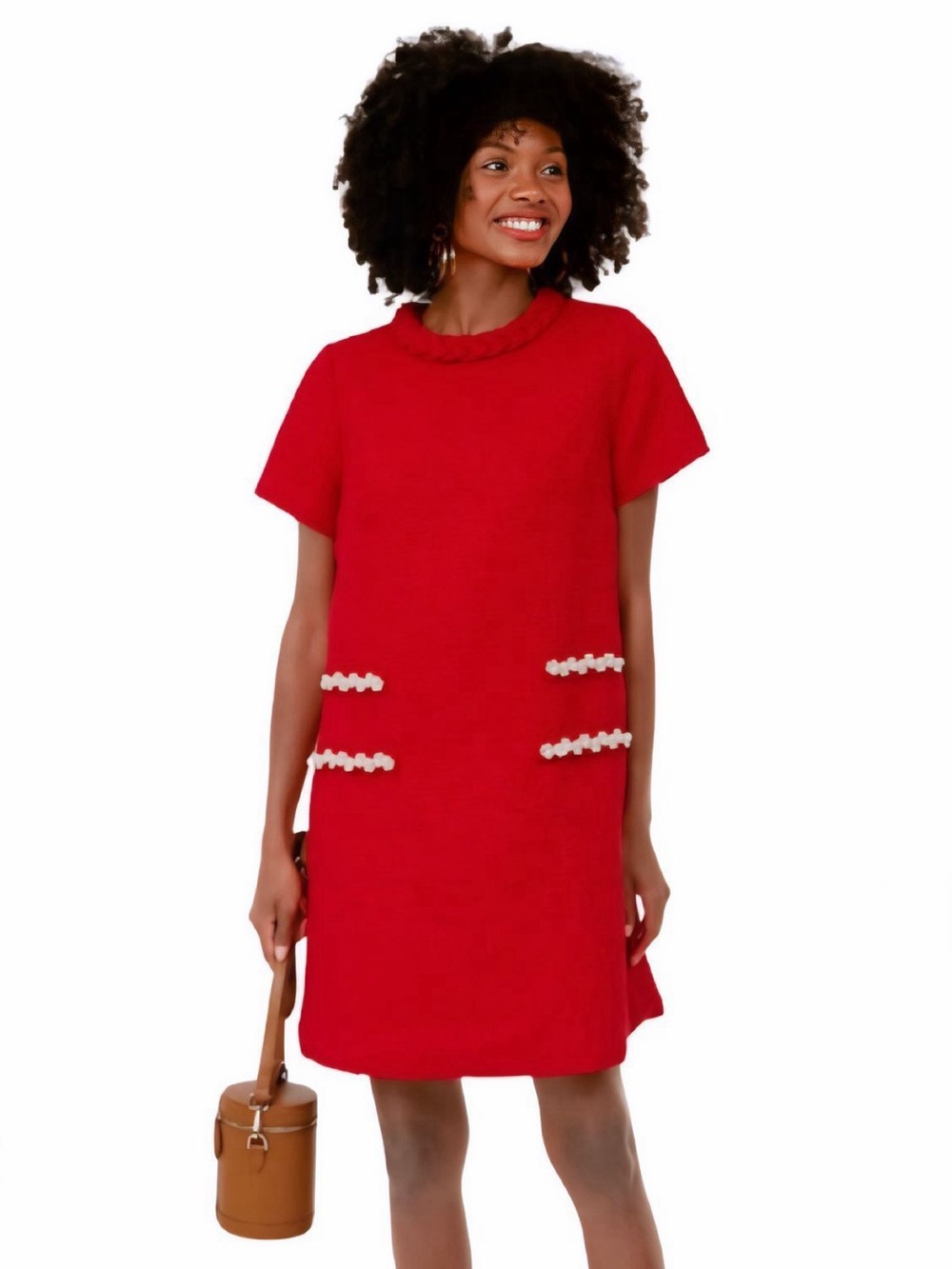 Tuckernuck Jackie Red Tweed Pearl Dress